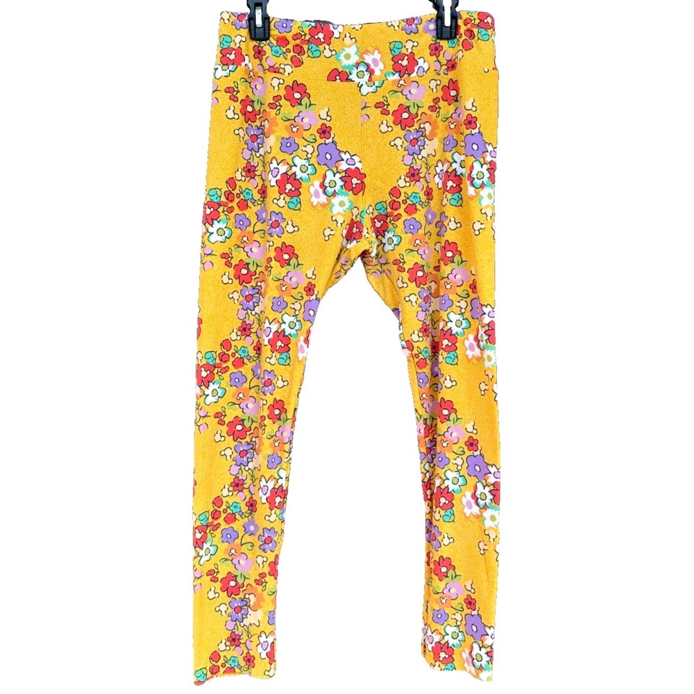 LuLaRoe TC Leggings Yellow Floral Disney Minnie Mickey Soft Stretch Casual Whims